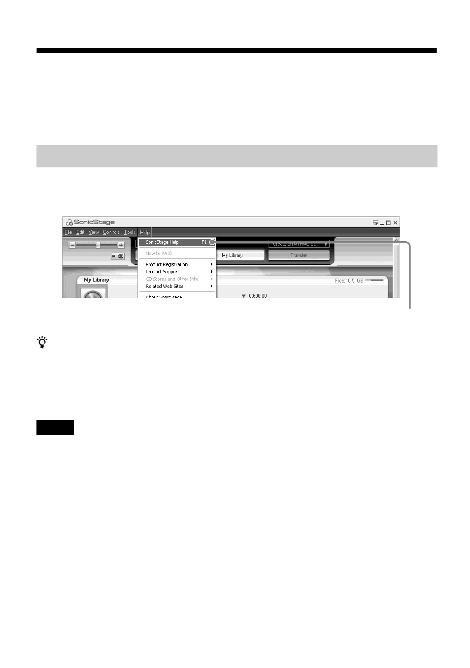 Using sonicstage help, To display sonicstage help, 122 using sonicstage help | Sony MZ-NH900 User Manual | Page 122 / 136