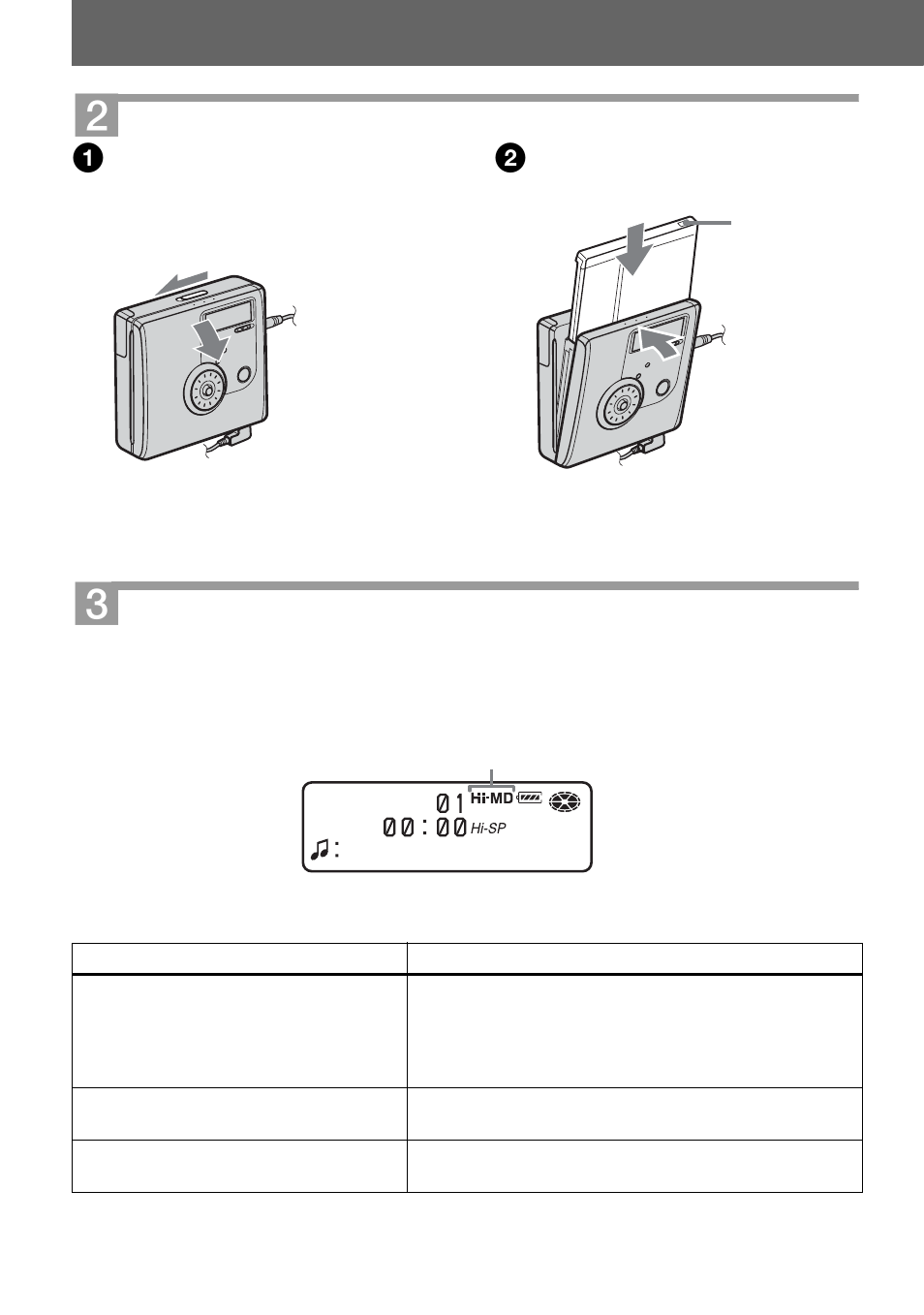 Insert a recordable disc, Confirm the operation mode | Sony MZ-NH900 User Manual | Page 22 / 136