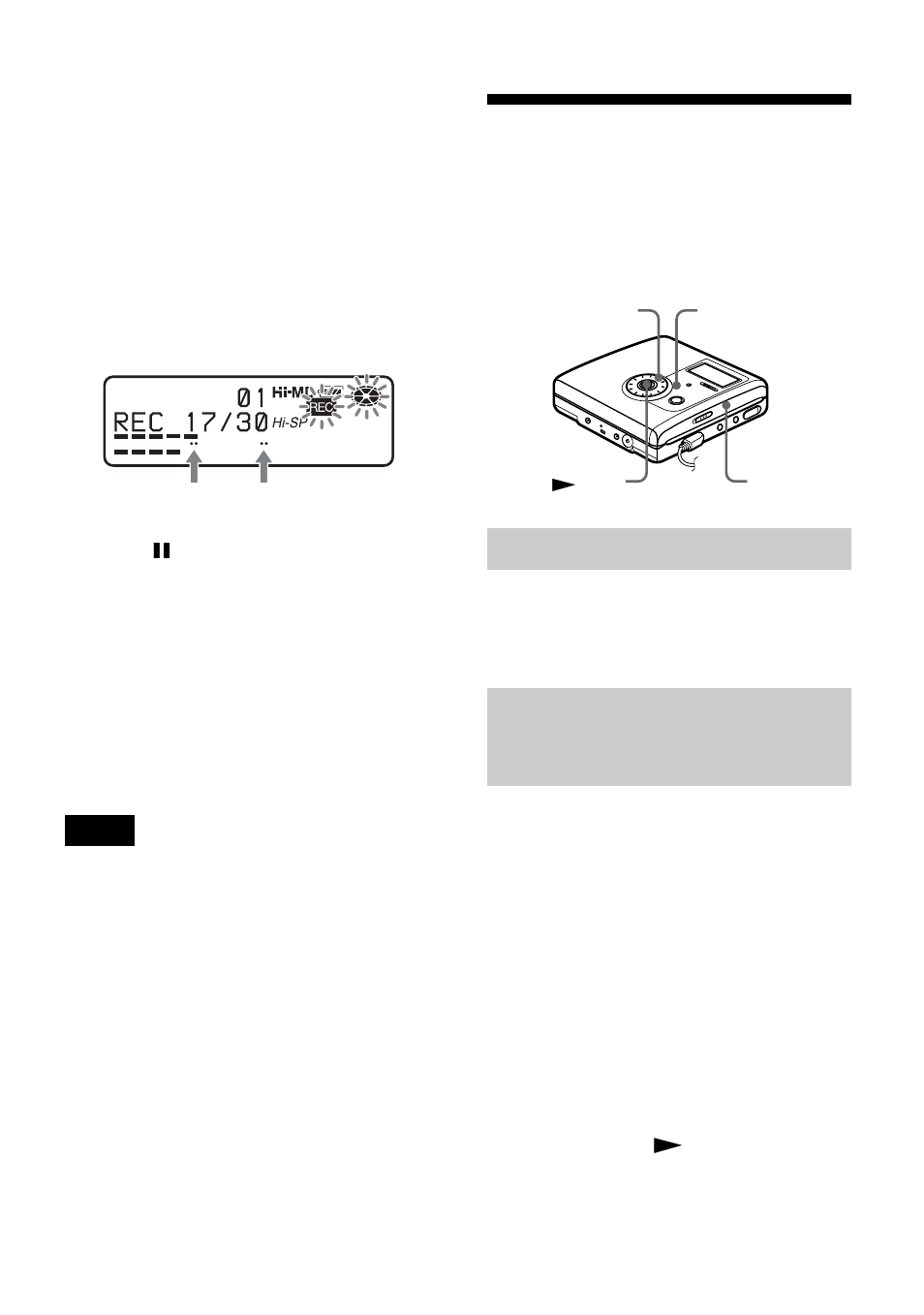 Adding track marks while recording, Adding track marks manually, Adding track marks automatically (auto time mark) | Sony MZ-NH900 User Manual | Page 39 / 136