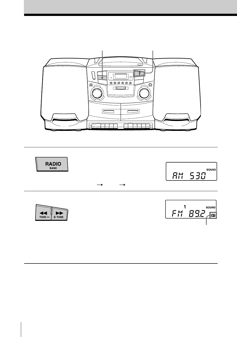 Listening to the radio | Sony CFD-ZW755 User Manual | Page 6 / 36