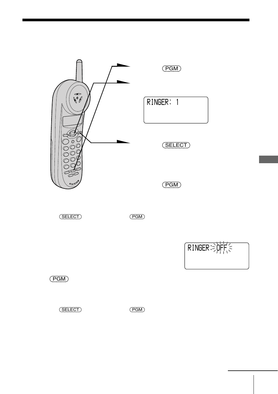 Setting the ringer type, Turning off the ringer of the handset | Sony spp-n1025 User Manual | Page 31 / 60