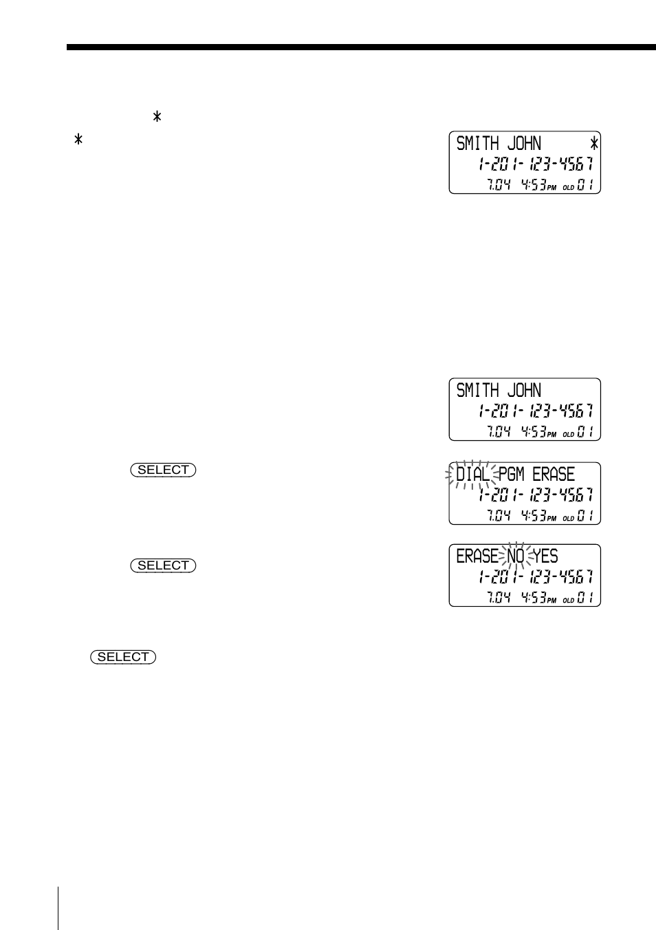 Erasing data from the caller id list | Sony spp-n1025 User Manual | Page 40 / 60