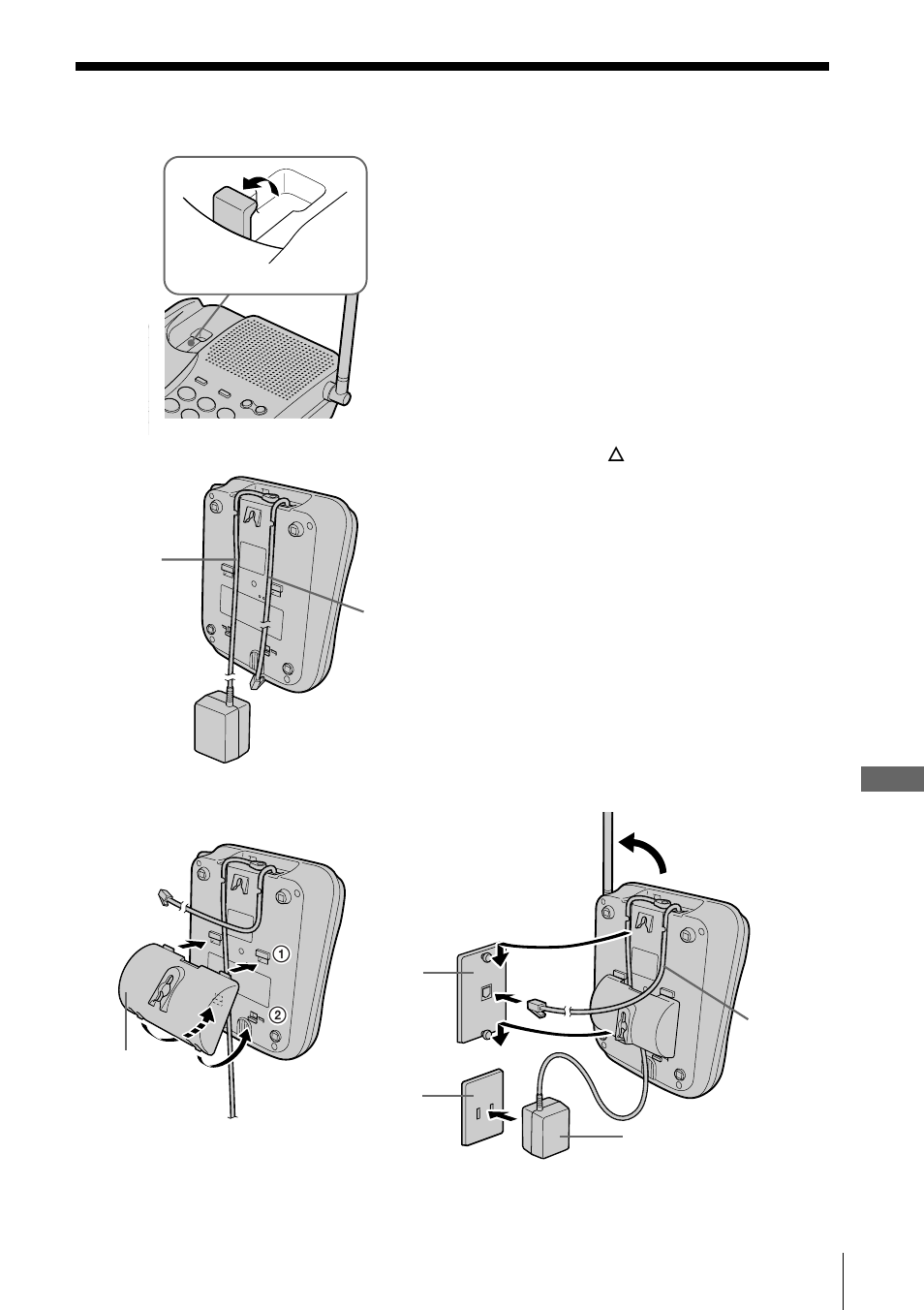 Additional information, Mounting the base phone on a wall | Sony spp-n1025 User Manual | Page 49 / 60