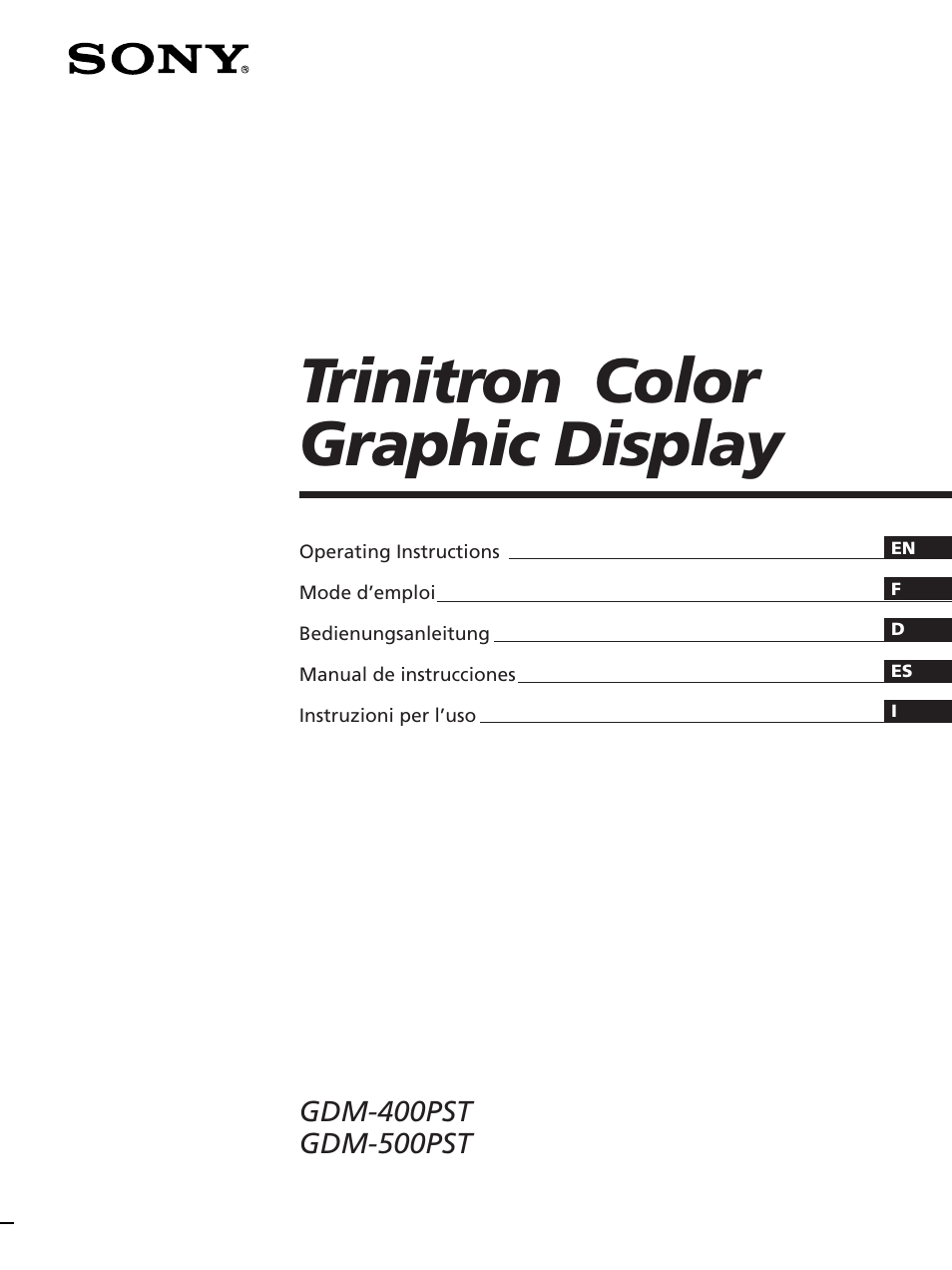 Sony GDM-400PST User Manual | 104 pages