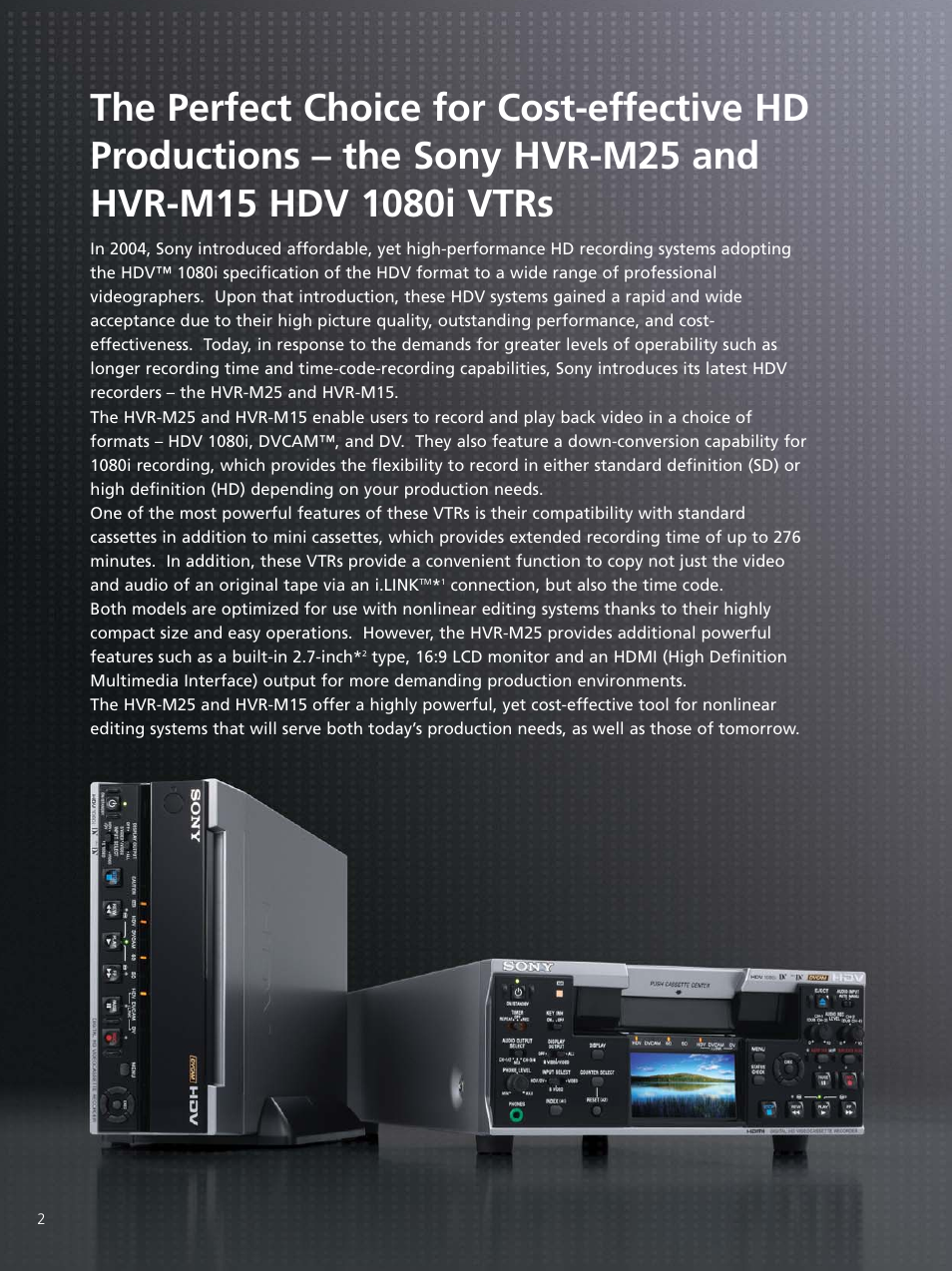 Sony HDV 1080I HVR-M15N/M15P User Manual | Page 2 / 8