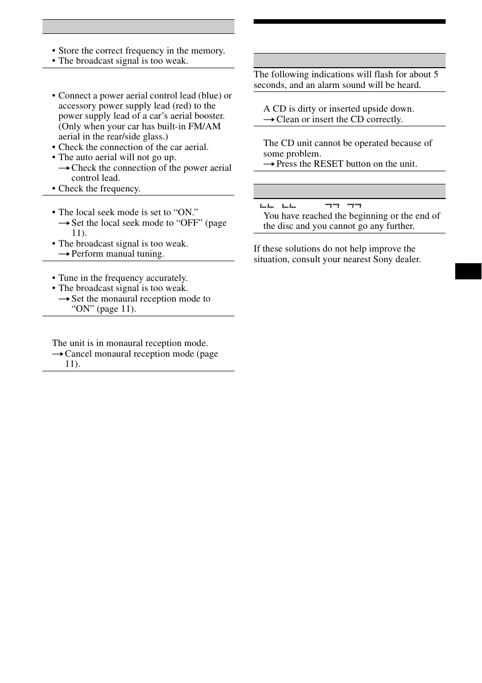 Error displays/messages, 17 error displays/messages | Sony CDX-L490X User Manual | Page 17 / 52