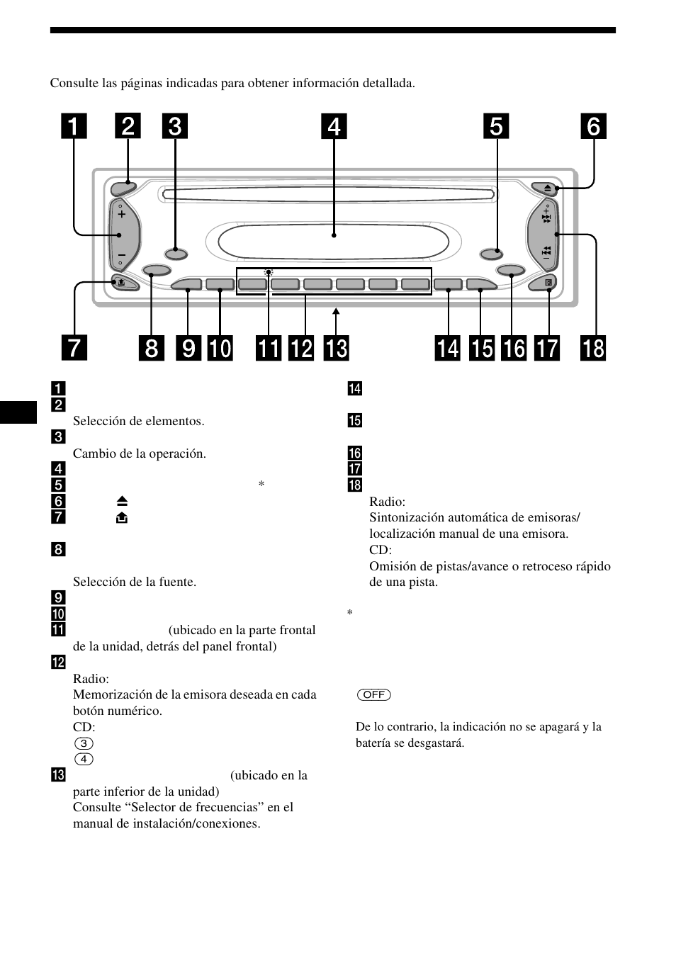Ubicación de los controles, 4ubicación de los controles | Sony CDX-L490X User Manual | Page 20 / 52