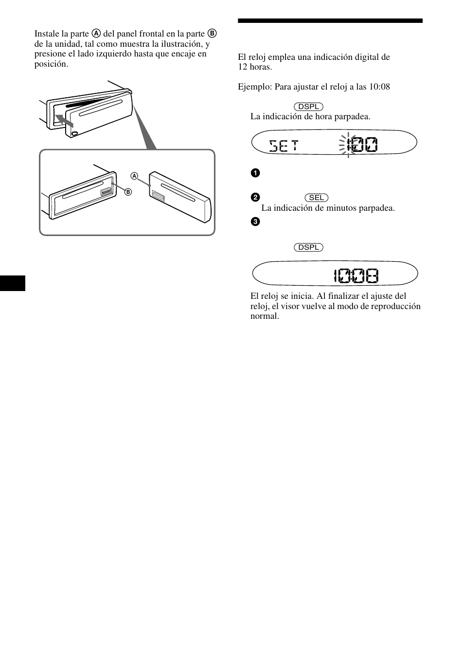 Ajuste del reloj | Sony CDX-L490X User Manual | Page 24 / 52