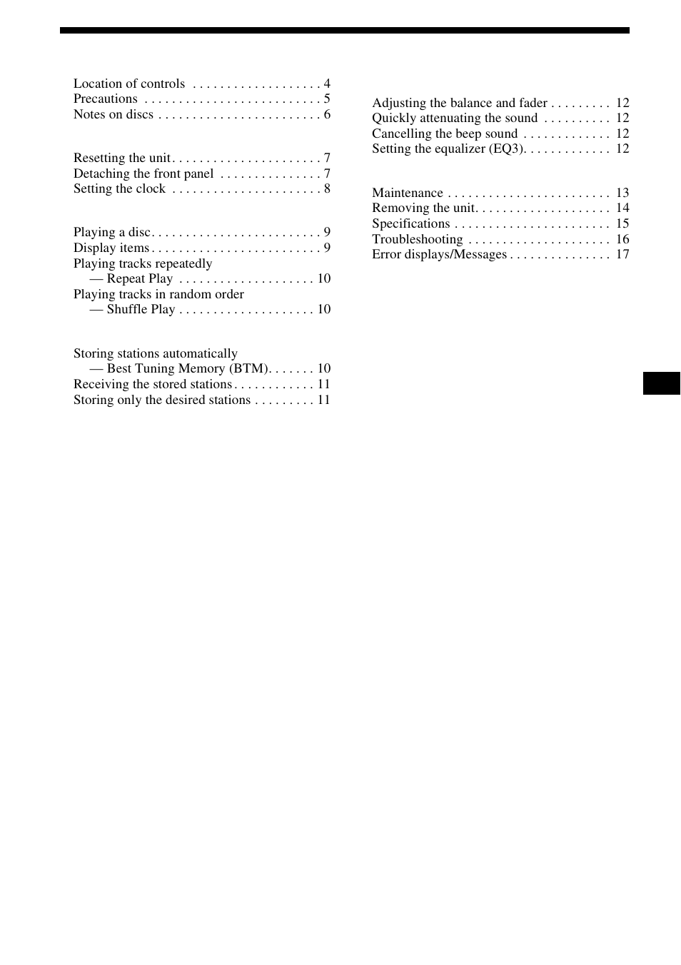 Sony CDX-L490X User Manual | Page 3 / 52