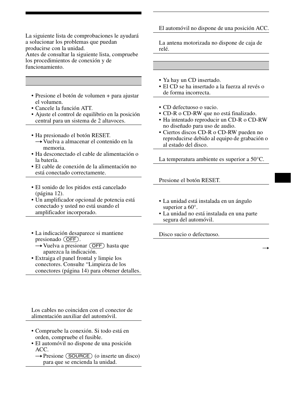 Solución de problemas, 17 solución de problemas | Sony CDX-L490X User Manual | Page 33 / 52