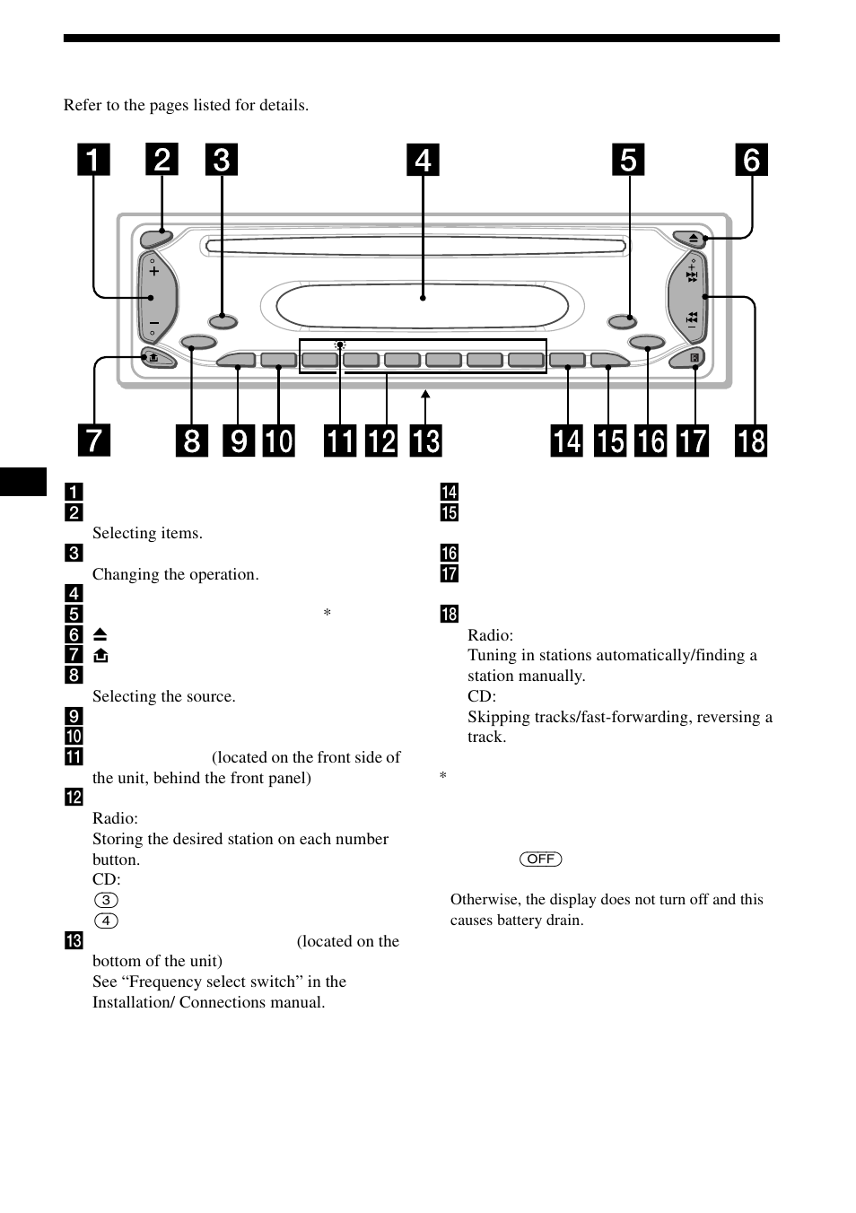 Location of controls, 4location of controls | Sony CDX-L490X User Manual | Page 4 / 52