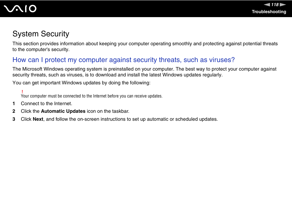 System security | Sony VGN-FS Series User Manual | Page 118 / 150