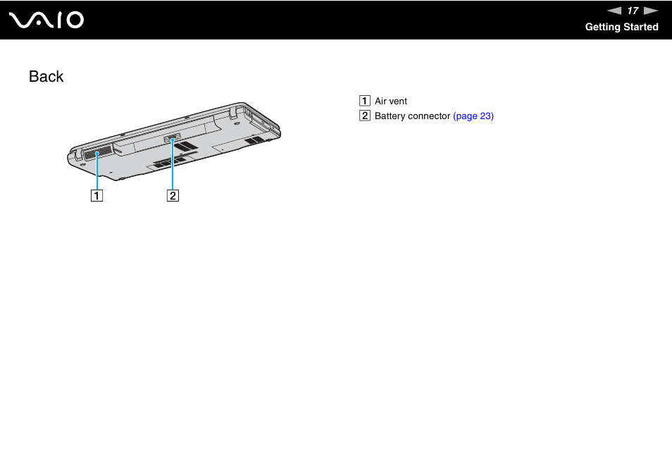 Back | Sony VGN-FS Series User Manual | Page 17 / 150
