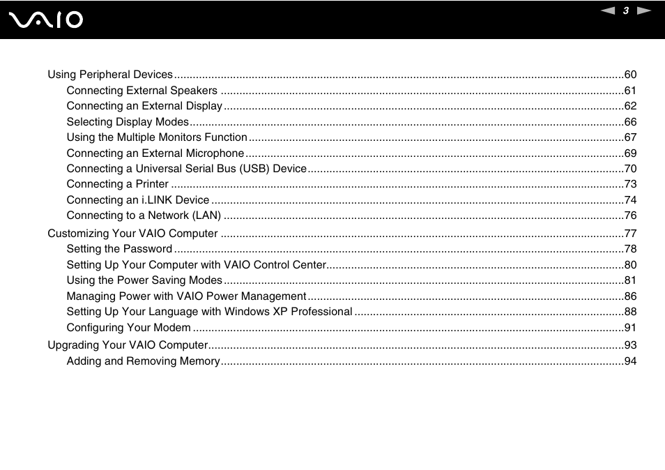 Sony VGN-FS Series User Manual | Page 3 / 150