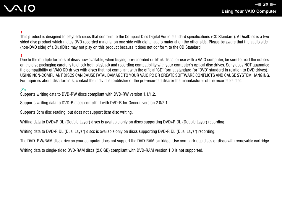 Sony VGN-FS Series User Manual | Page 36 / 150