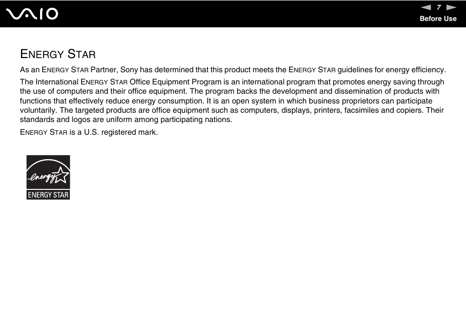 Nergy | Sony VGN-FS Series User Manual | Page 7 / 150