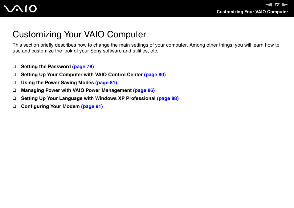 Customizing your vaio computer | Sony VGN-FS Series User Manual | Page 77 / 150