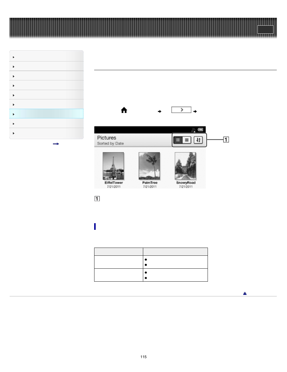 Viewing pictures | Sony PRS-T1 User Manual | Page 115 / 160