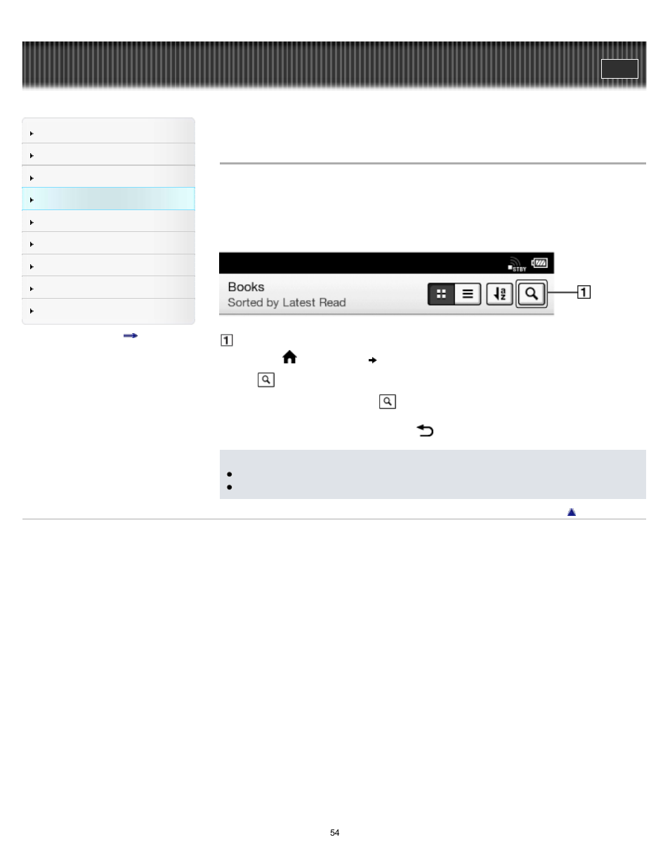 Finding content with a keyword, Details | Sony PRS-T1 User Manual | Page 54 / 160