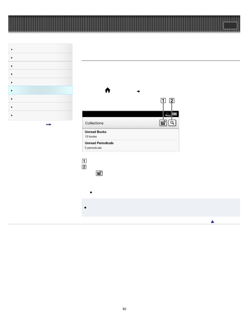 Creating a collection | Sony PRS-T1 User Manual | Page 82 / 160