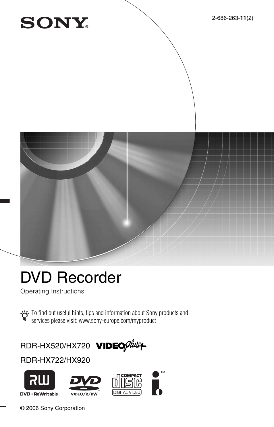 Sony VIDEO Plus RDR-HX720 User Manual | 116 pages