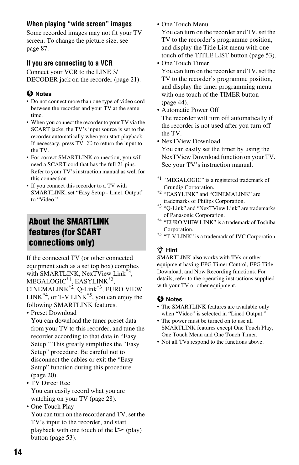 Sony VIDEO Plus RDR-HX720 User Manual | Page 14 / 116