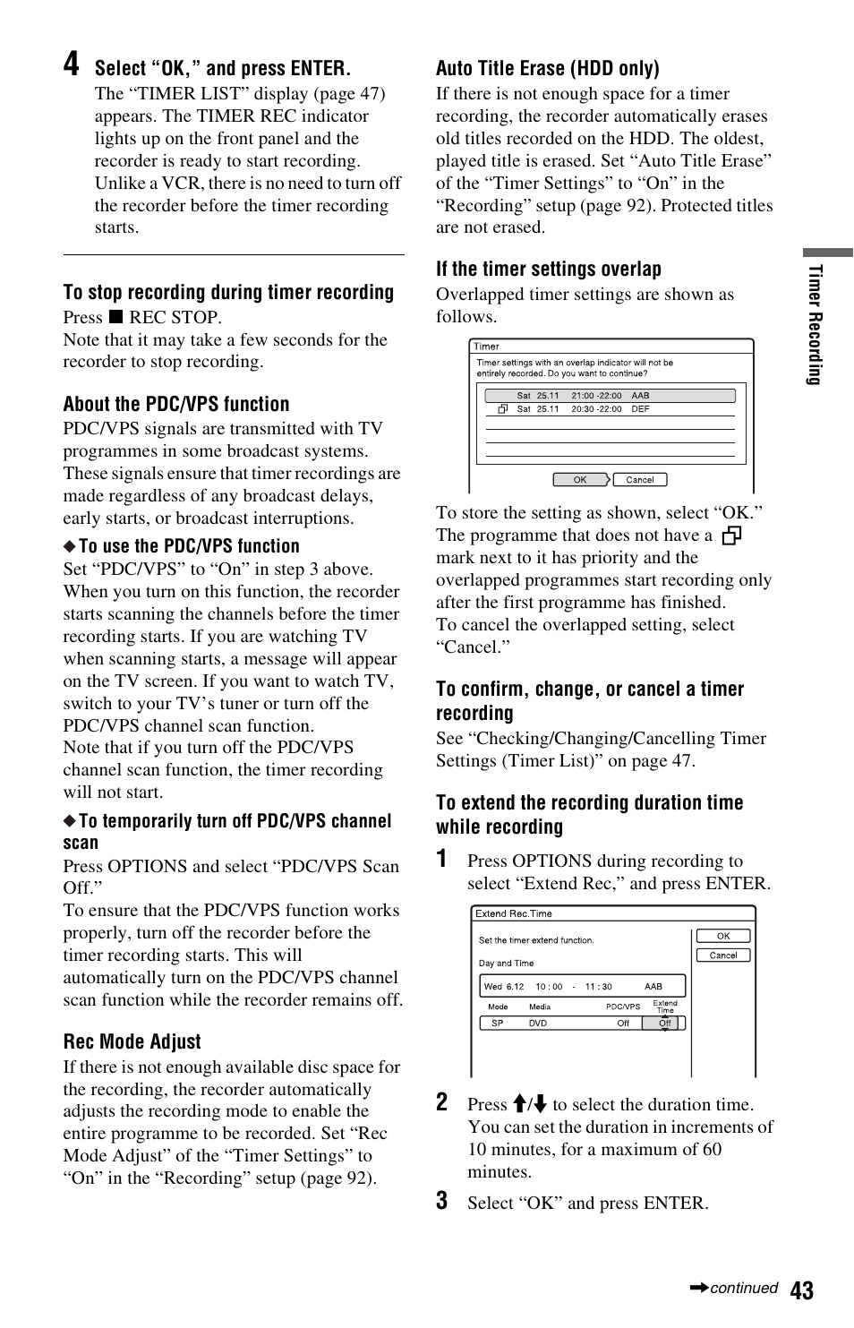 Sony VIDEO Plus RDR-HX720 User Manual | Page 43 / 116
