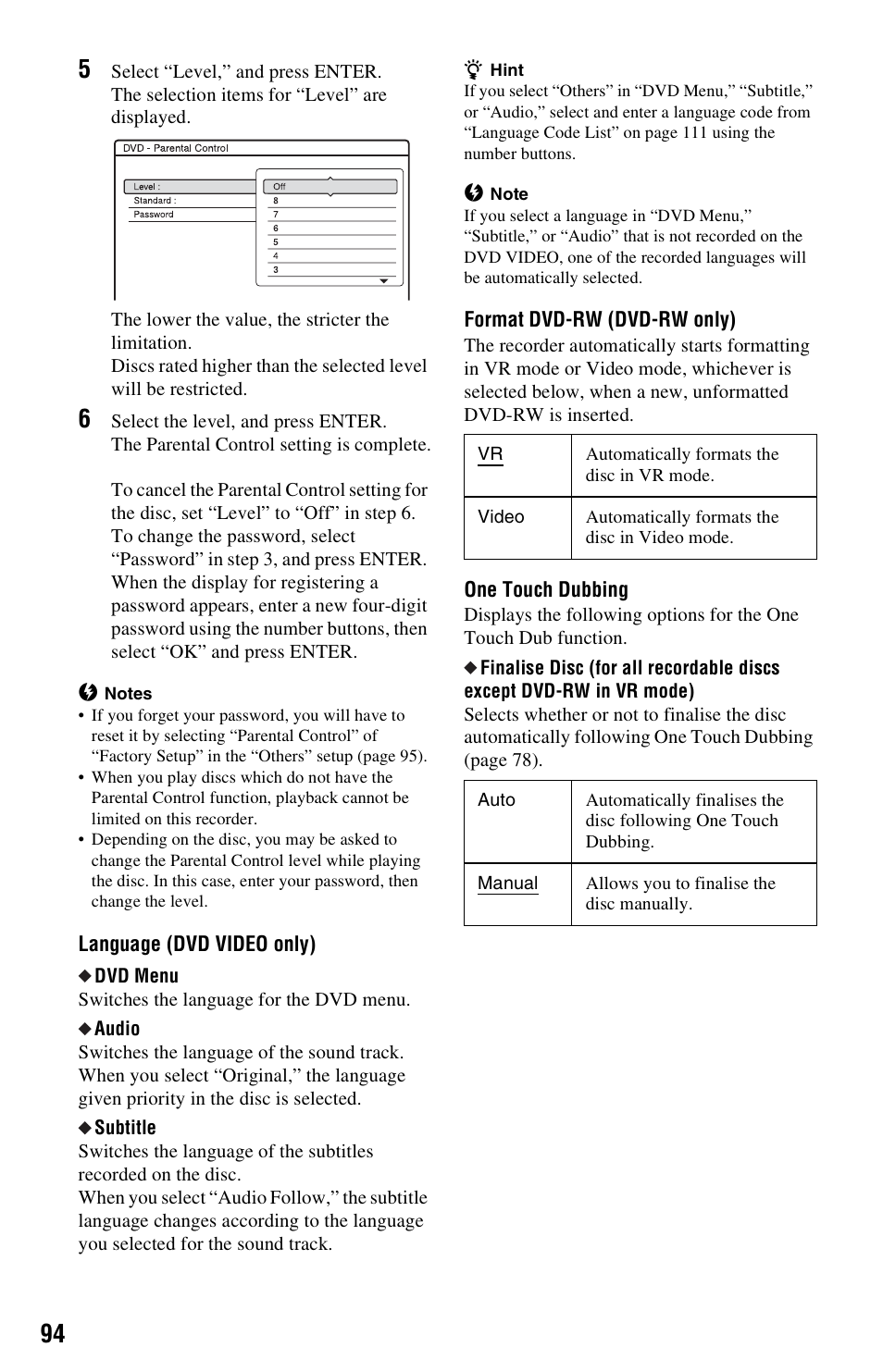 Sony VIDEO Plus RDR-HX720 User Manual | Page 94 / 116