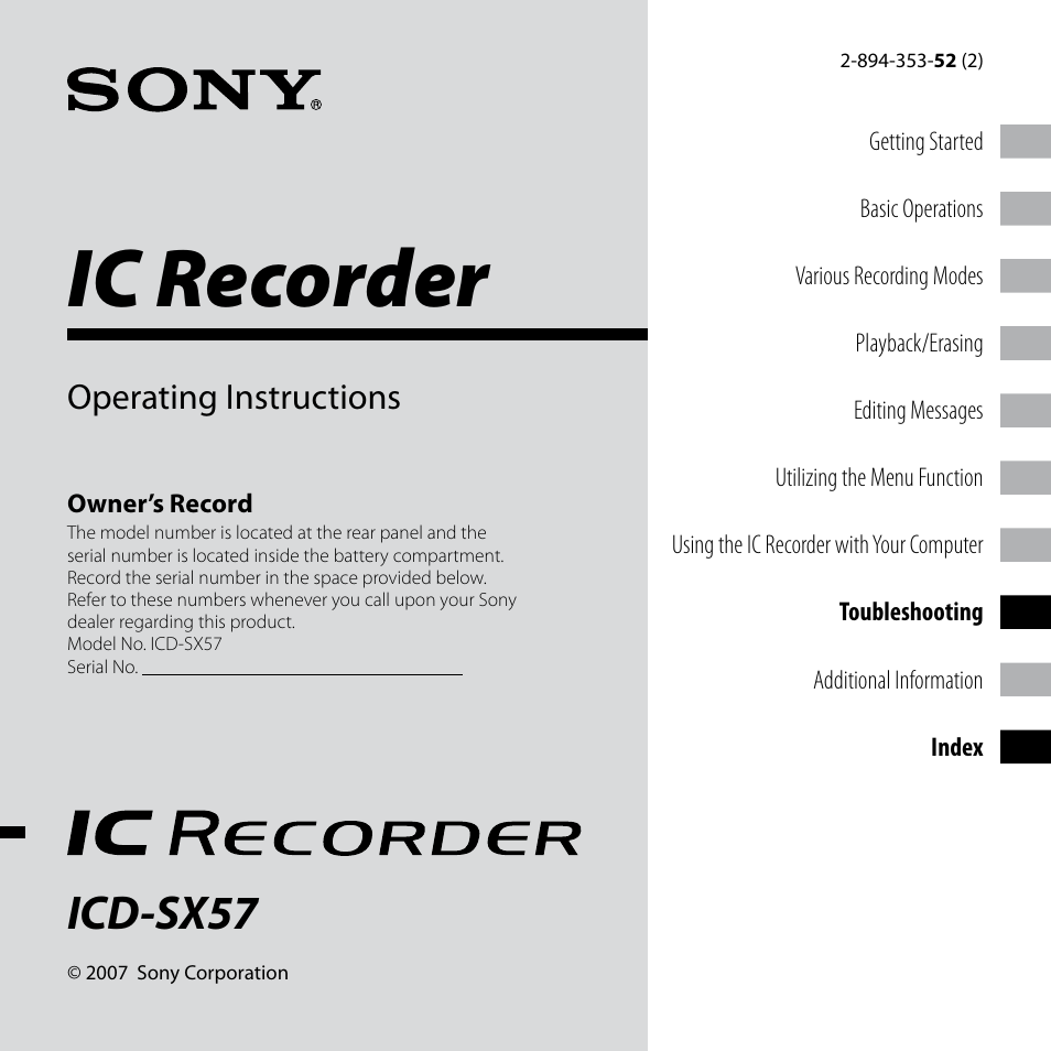 Sony ICD-SX57  EN User Manual | 84 pages