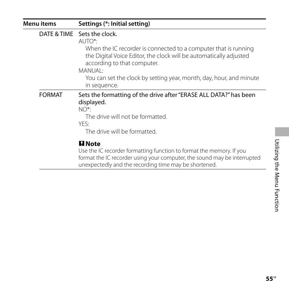 Sony ICD-SX57  EN User Manual | Page 55 / 84