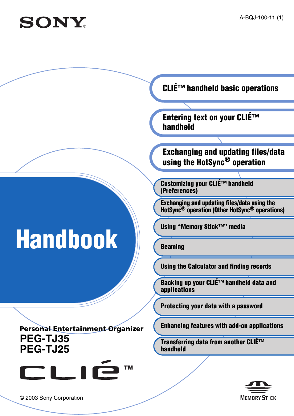 Sony CLIE PEG-TJ35 User Manual | 190 pages