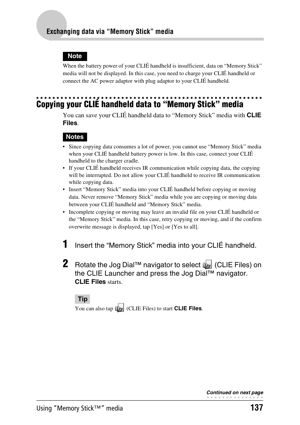 Sony CLIE PEG-TJ35 User Manual | Page 137 / 190