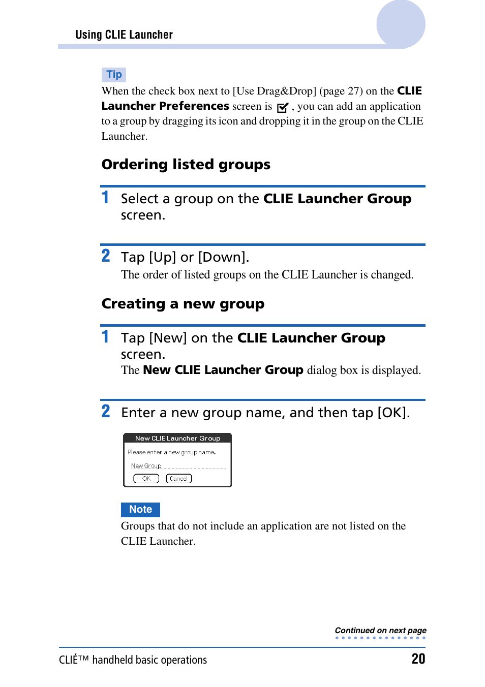 Sony CLIE PEG-TJ35 User Manual | Page 20 / 190