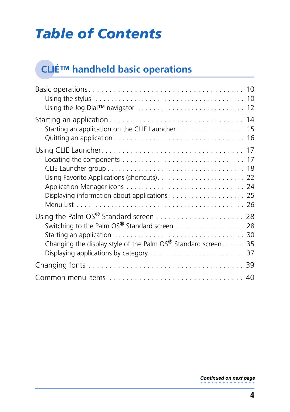 Sony CLIE PEG-TJ35 User Manual | Page 4 / 190