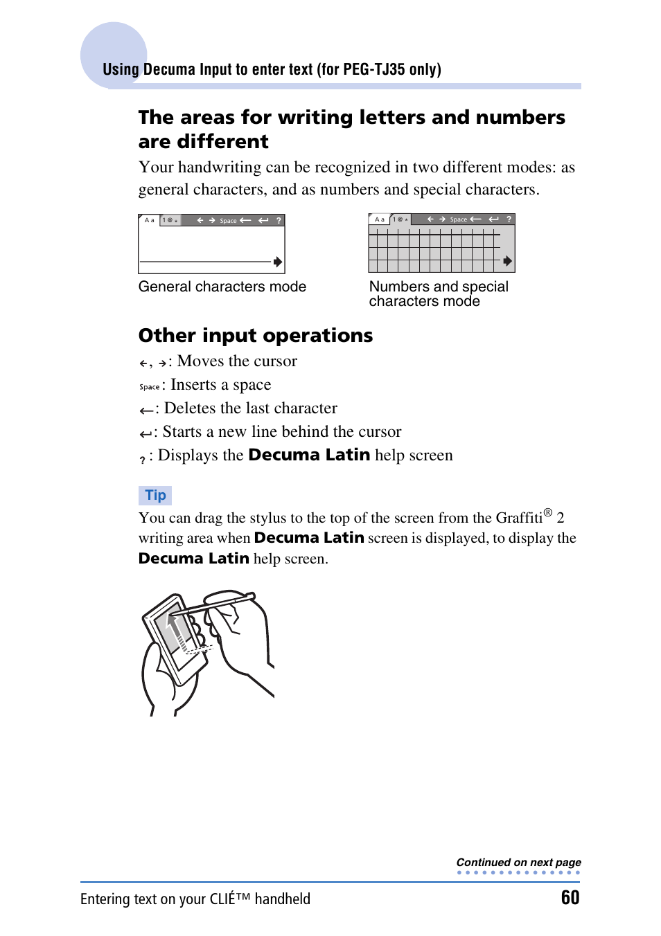 Other input operations | Sony CLIE PEG-TJ35 User Manual | Page 60 / 190