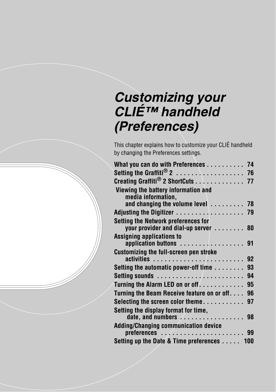 Customizing your clié™ handheld (preferences) | Sony CLIE PEG-TJ35 User Manual | Page 73 / 190