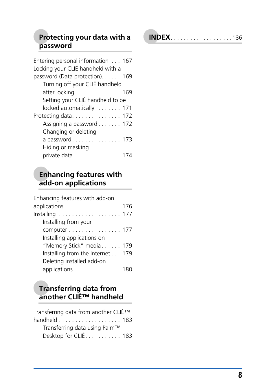 Sony CLIE PEG-TJ35 User Manual | Page 8 / 190