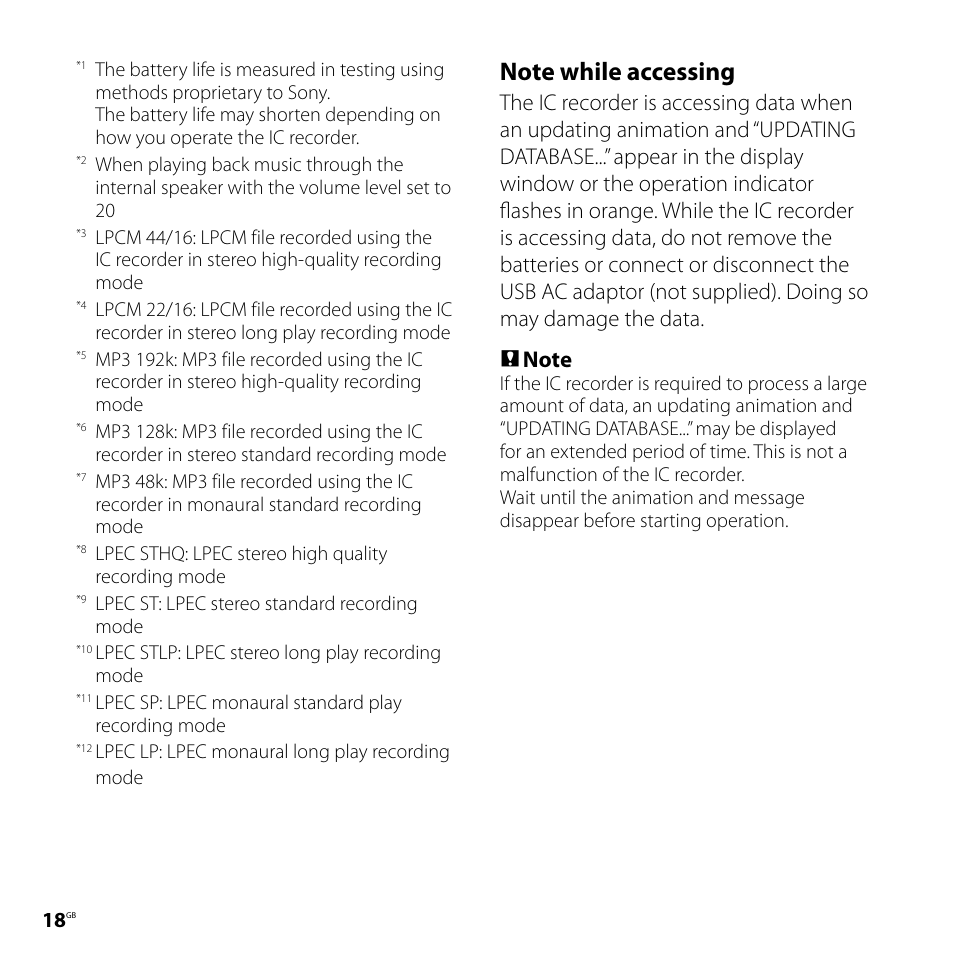 Sony IC RECORDER ICD-SX750 User Manual | Page 18 / 136