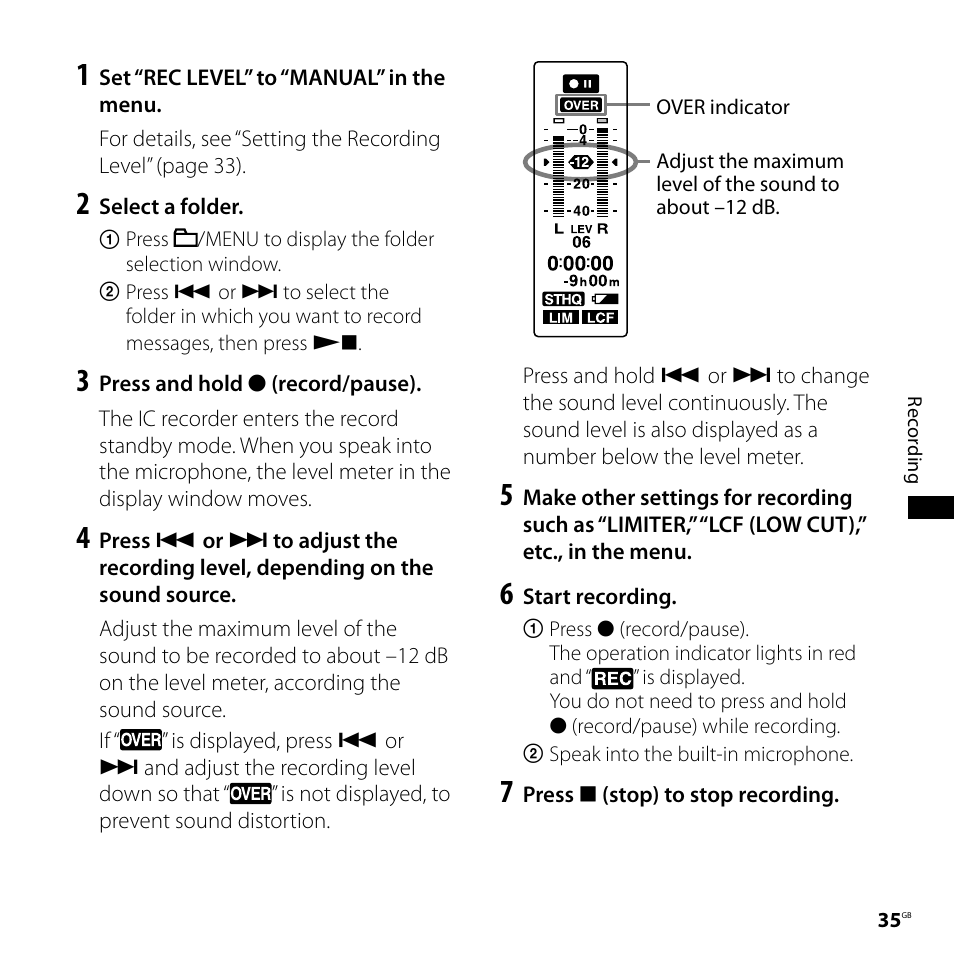 Sony IC RECORDER ICD-SX750 User Manual | Page 35 / 136