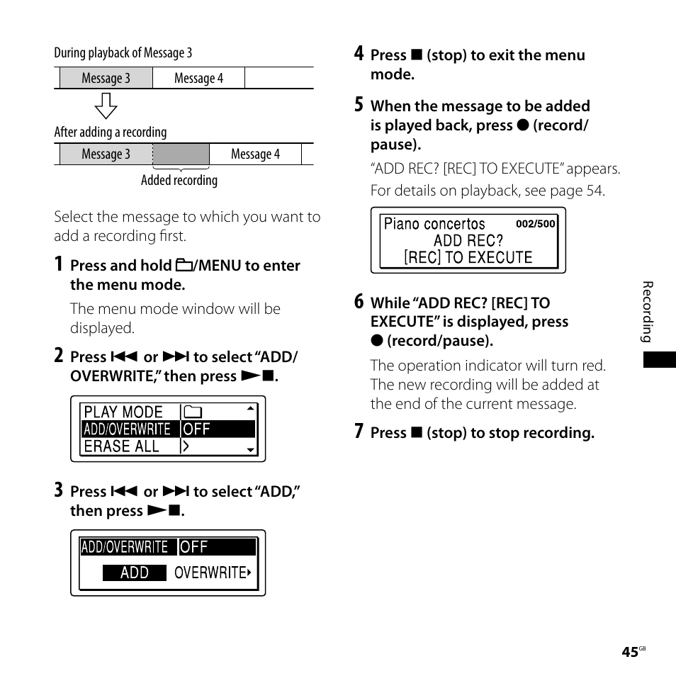 Sony IC RECORDER ICD-SX750 User Manual | Page 45 / 136