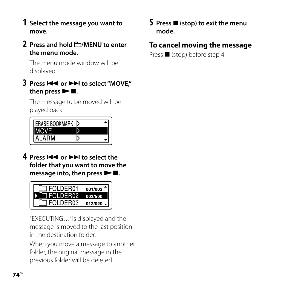 Sony IC RECORDER ICD-SX750 User Manual | Page 74 / 136