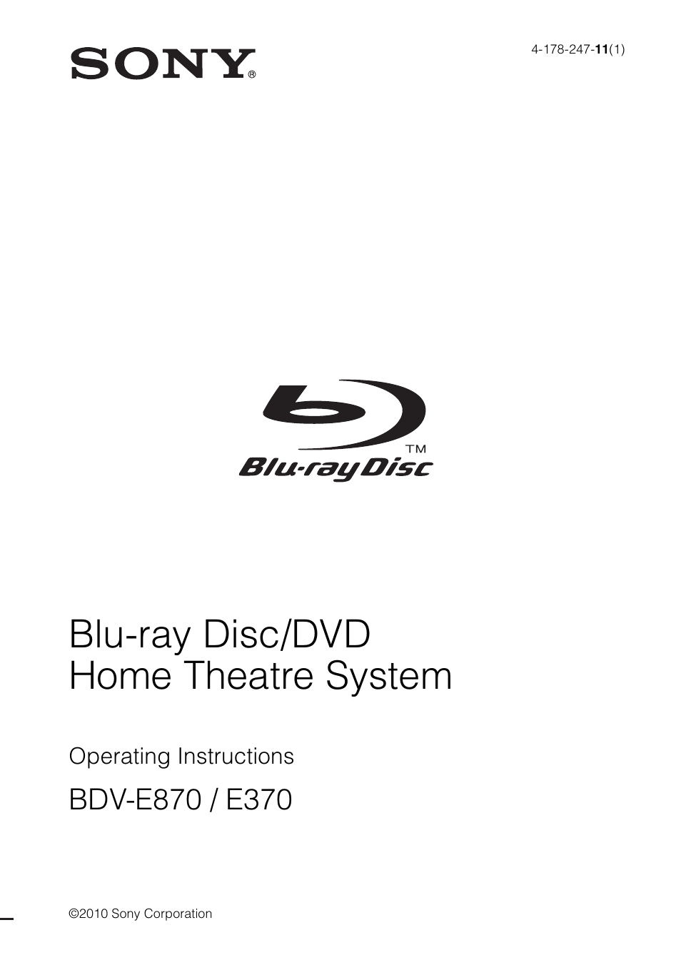 Sony 4-178-247-11(1) User Manual | 76 pages