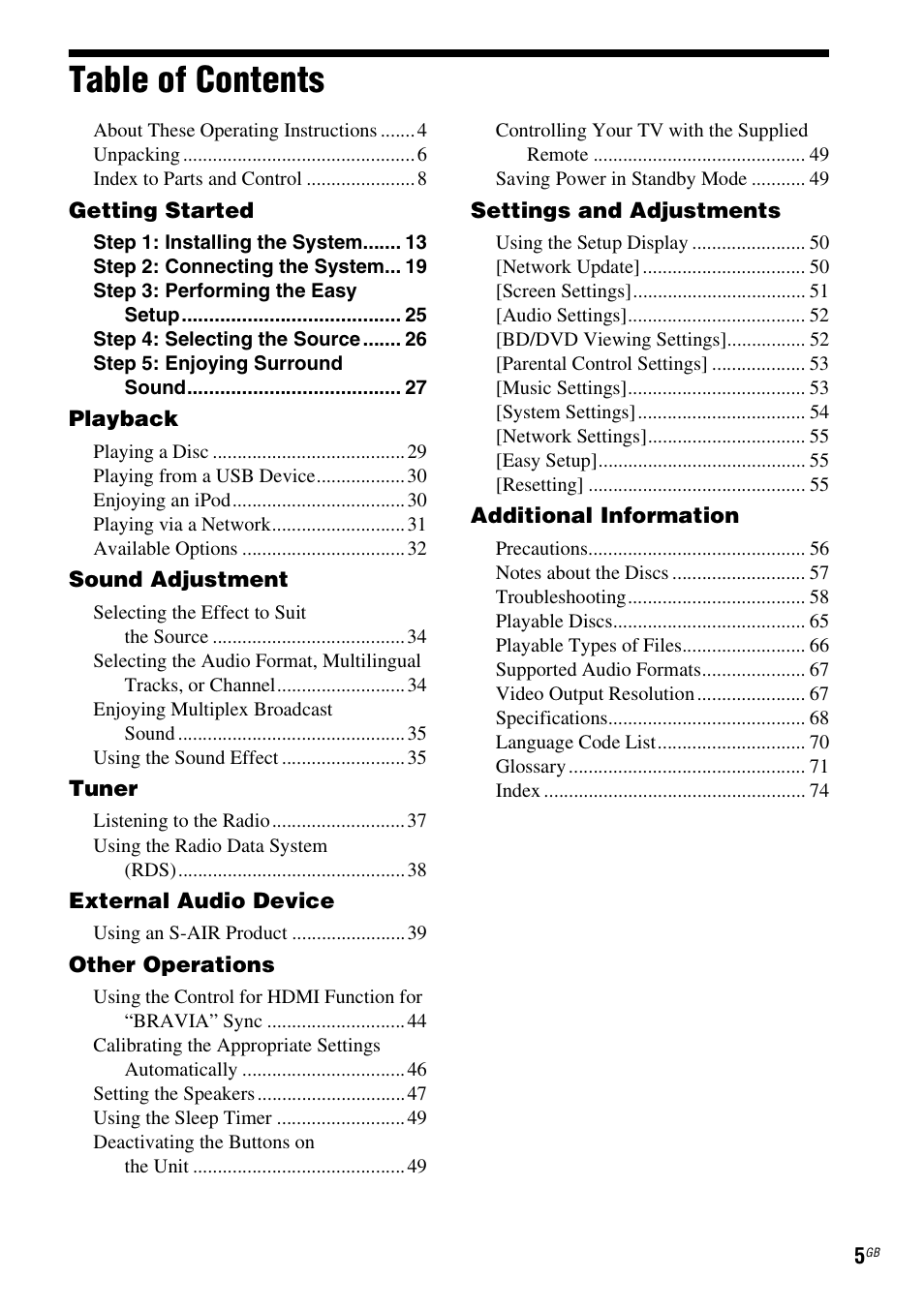 Sony 4-178-247-11(1) User Manual | Page 5 / 76