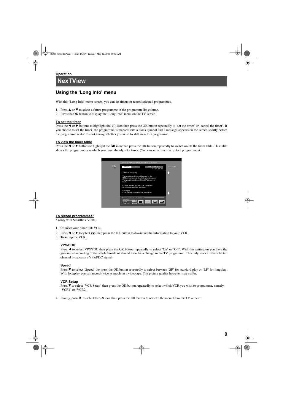 Nextview, 9using the ‘long info’ menu | Sony FD Trinitron KV-32FQ75 U User Manual | Page 13 / 30