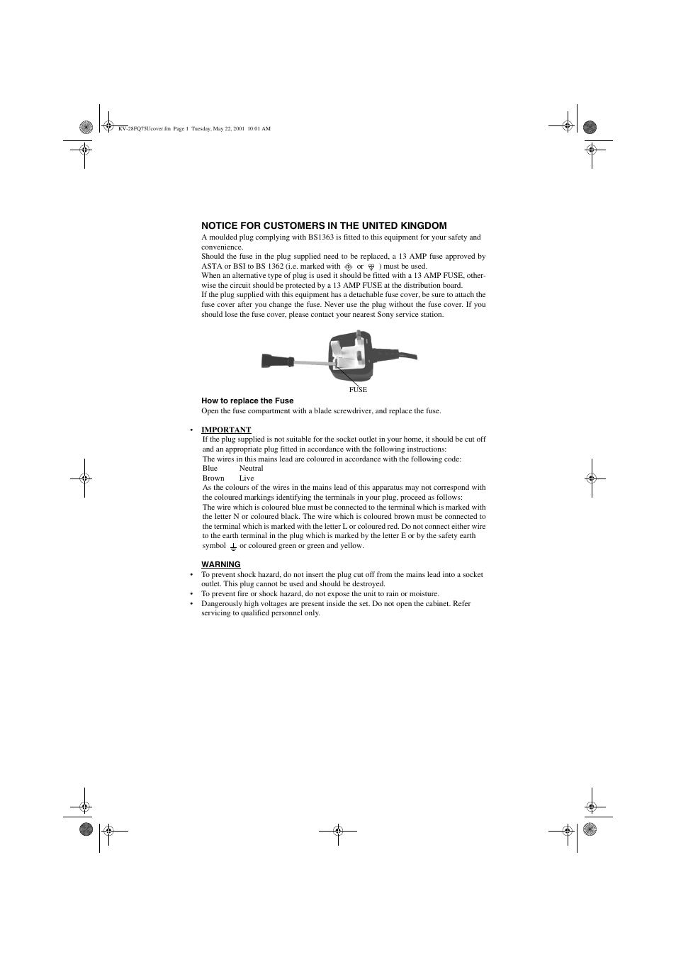 Sony FD Trinitron KV-32FQ75 U User Manual | Page 2 / 30