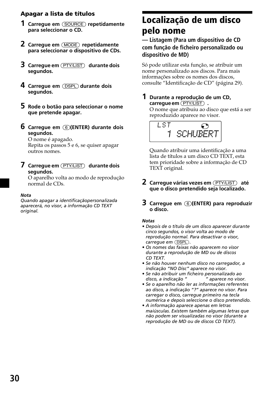 Localização de um disco pelo nome — listagem, Localização de um disco pelo nome, Listagem | Sony CDX-C7850R User Manual | Page 102 / 144