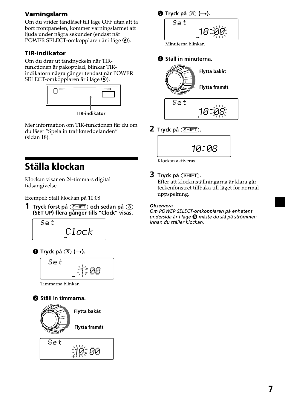 Ställa klockan | Sony CDX-C7850R User Manual | Page 115 / 144