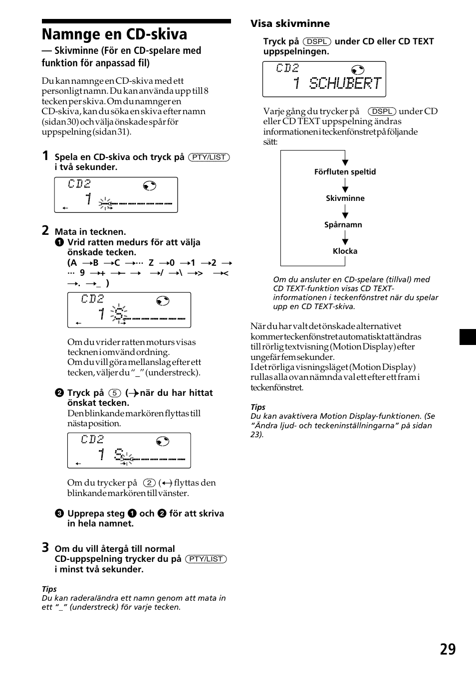 Namnge en cd-skiva — skivminne, Namnge en cd-skiva, Skivminne | 29 namnge en cd-skiva | Sony CDX-C7850R User Manual | Page 137 / 144