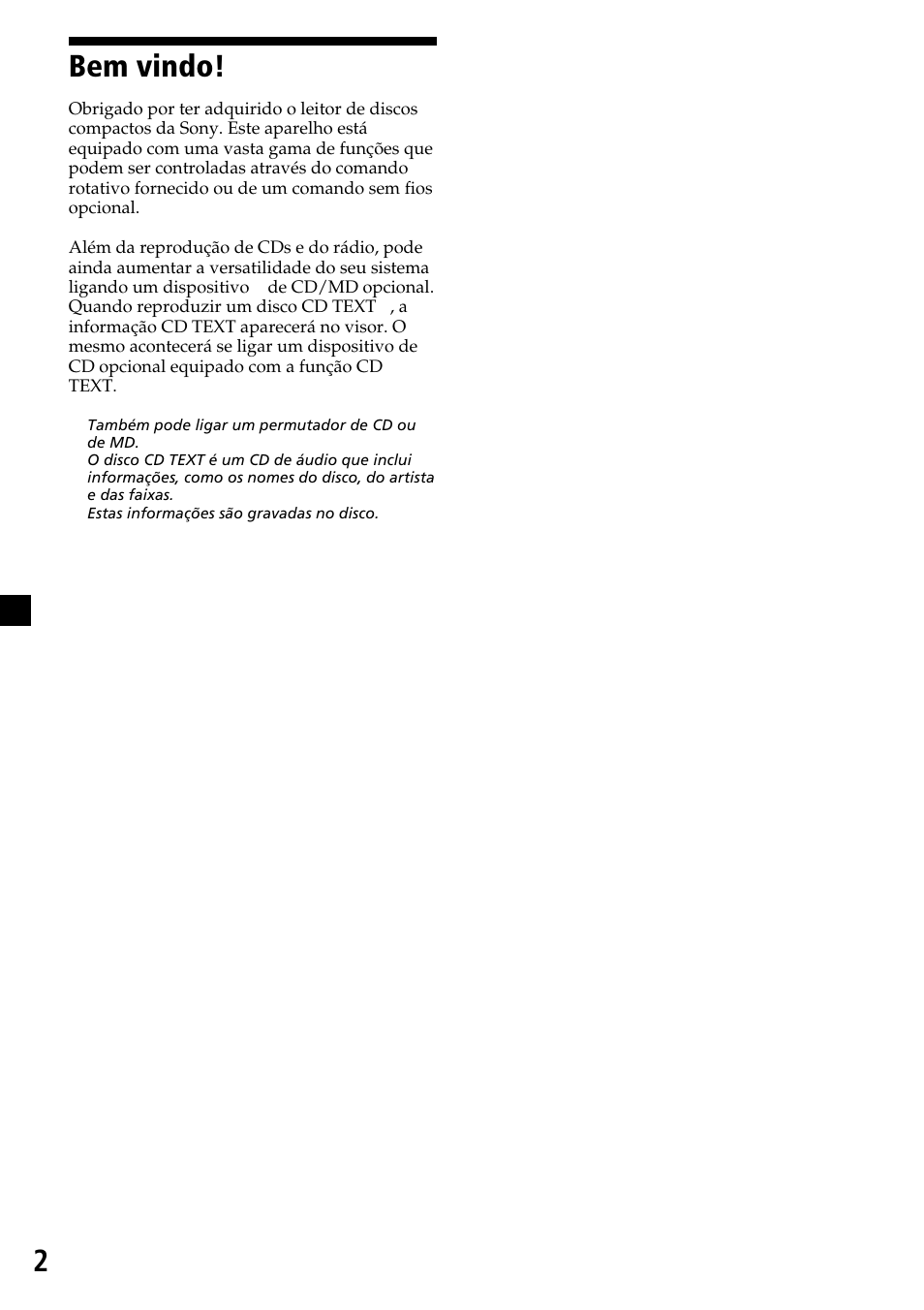 2bem vindo | Sony CDX-C7850R User Manual | Page 74 / 144