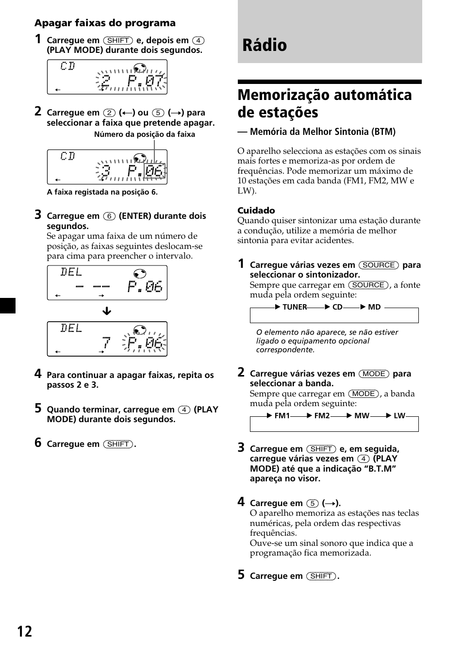 Rádio, Memorização automática de estações, Memória da melhor sintonia (btm) | Sony CDX-C7850R User Manual | Page 84 / 144